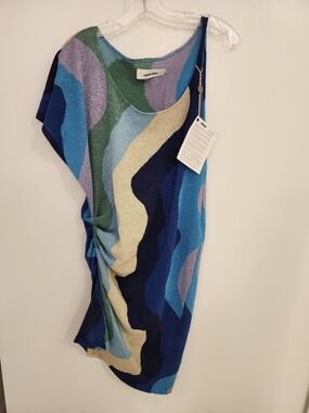 Lurex Knit Dress in Shimmering Blue-Green